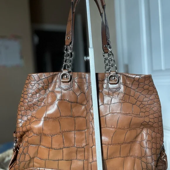 Coach Ashley Croc Embossed Leather Carry All satchel- Rehab - Picture 2 of 9